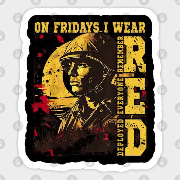 On friday I support troops wearing red Sticker by Dreamsbabe